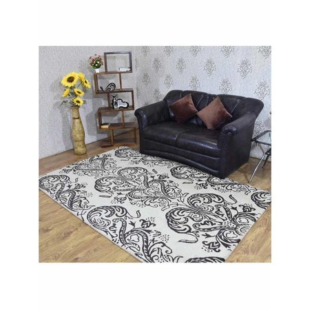JENSENDISTRIBUTIONSERVICES 4 x 6 ft. Hand Tufted Wool Floral Rectangle Area Rug, Cream & Brown MI1557644